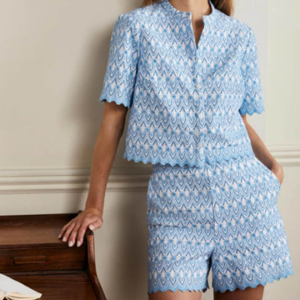 Boden *Tamsin* Broderie Cotton Top and Short Set Sz 10